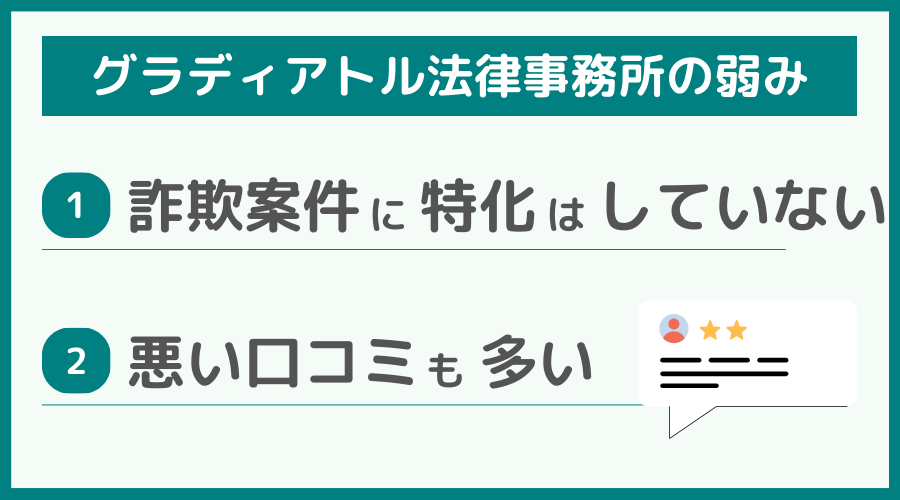 グラディアトル法律事務所の弱み