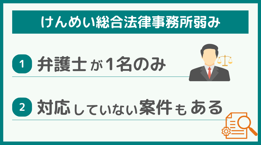 けんめい総合法律事務所の弱み