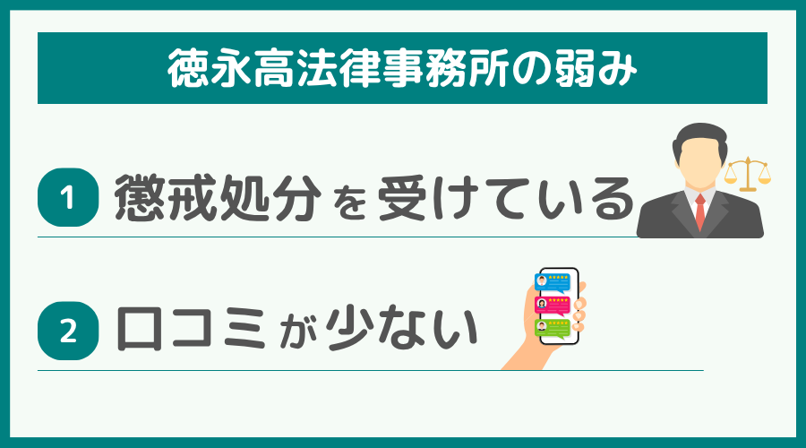 徳永高法律事務所の弱み