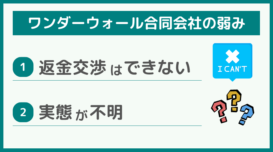 ワンダーウォール合同会社の弱み