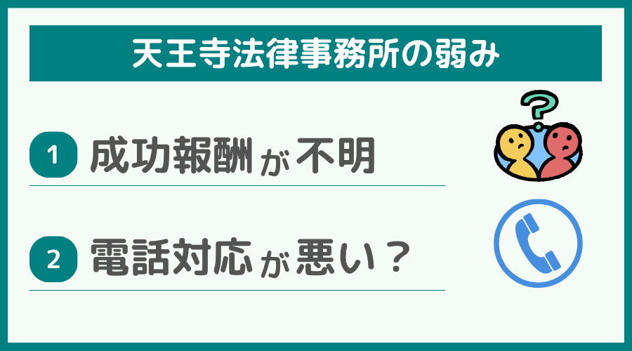 天王寺法律事務所の弱み